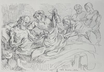 An Elderly Man in Bed by Ferdinand Victor Eugene Delacroix